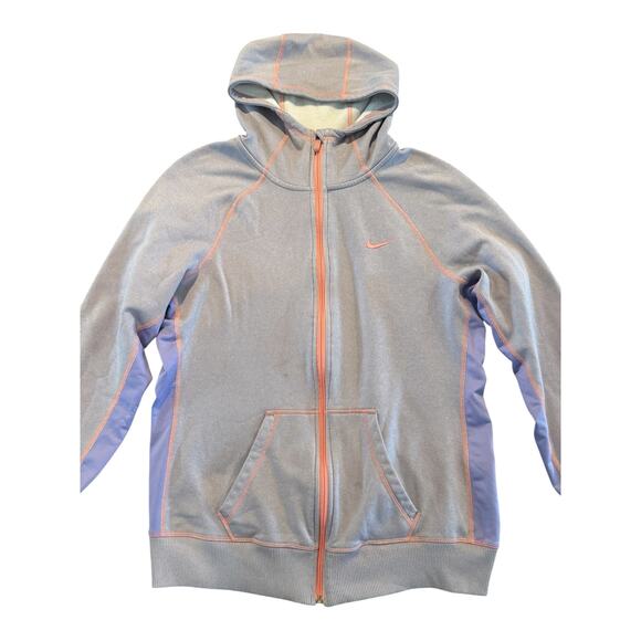 Nike Therma-Fit Hoodie Women’s Large Pink Purple Full Zip Hoodie Fleece Jacket - Picture 3 of 8